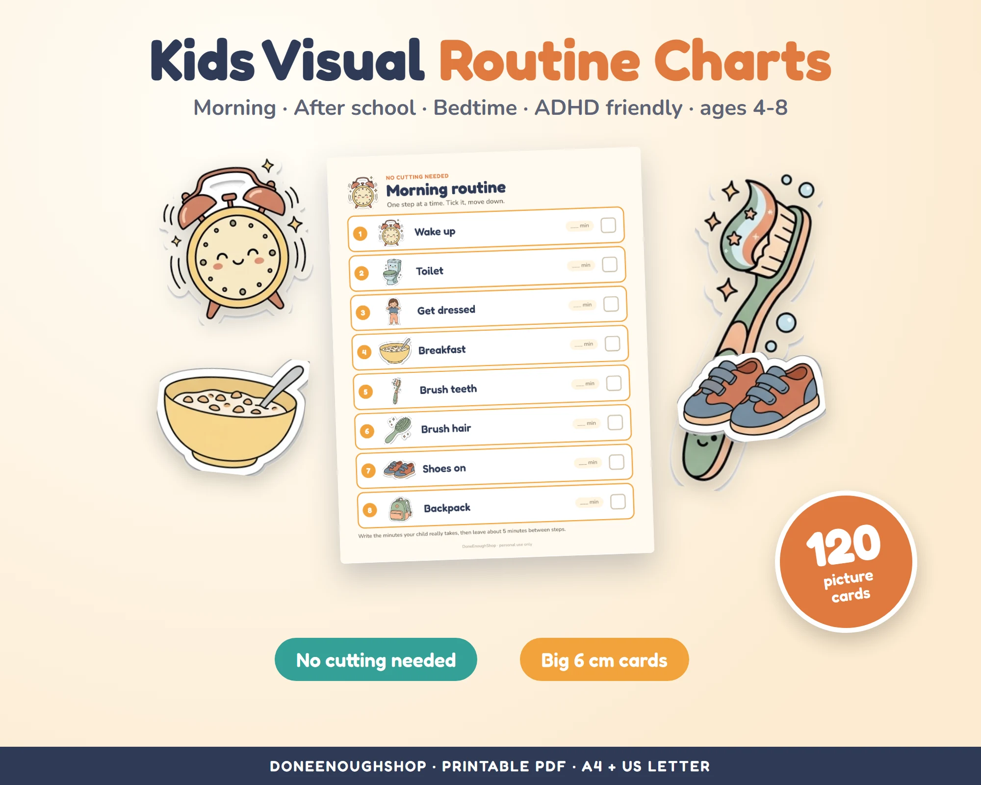 Printable picture routine cards for kids