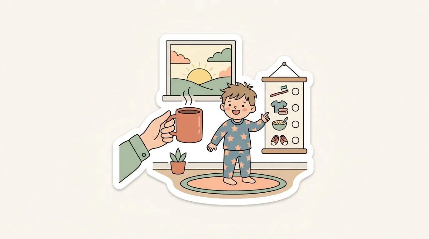 Morning routine chart for kids: steps, times and an example