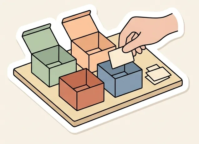Illustration: task cards sorted into a two-by-two grid
